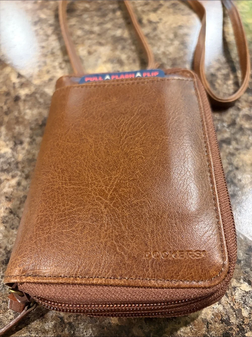 NWT Vintage 2002 Dockers Brown Leather Crossbody Wallet